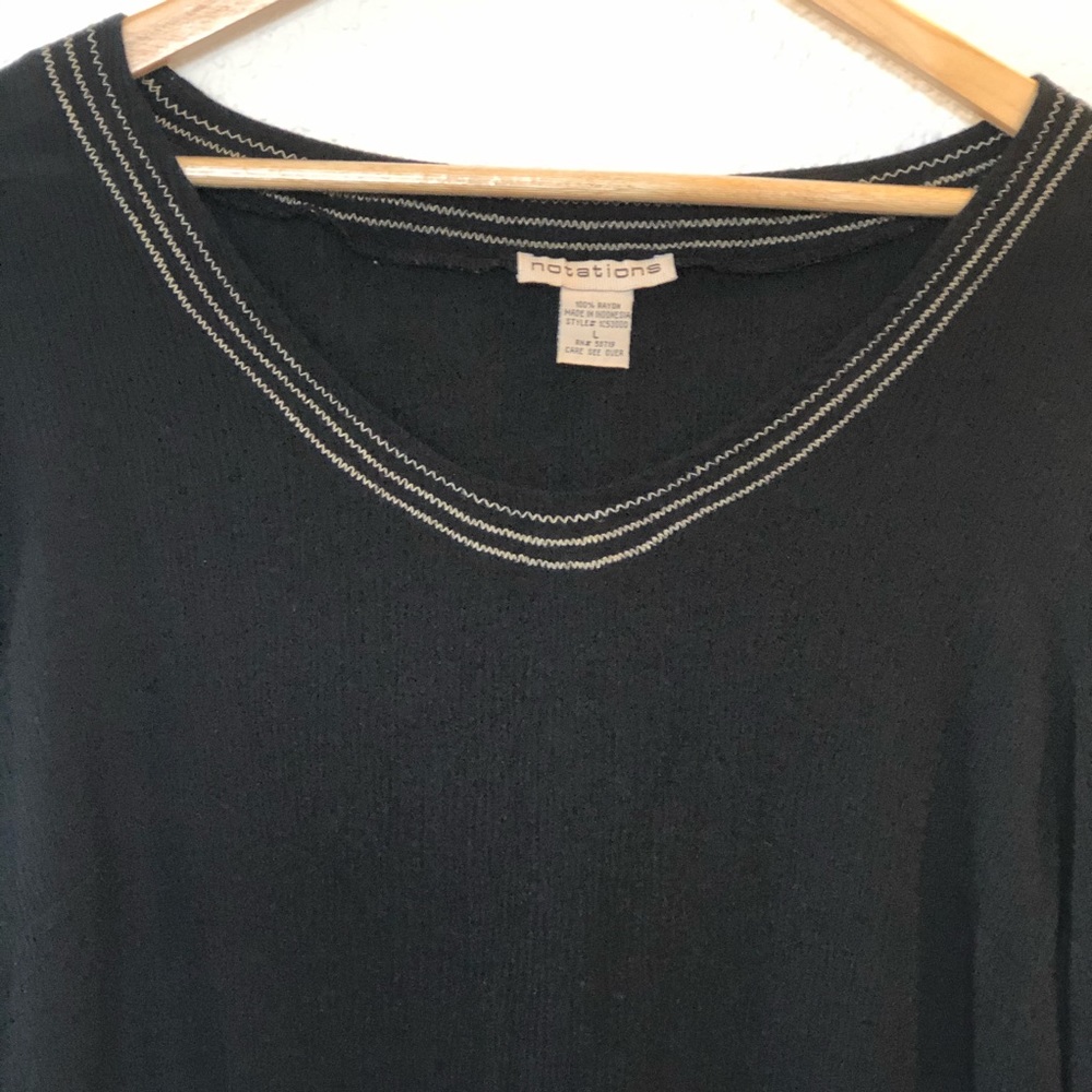 Notations Black Long Sleeve Top~ Size Large - Picture 3 of 7